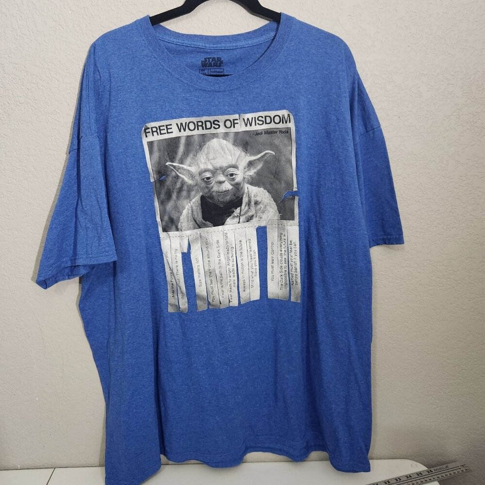 Star Wars Graphic T-Shirt Mens 3XL Yoda Free Words Of Wisdom Blue